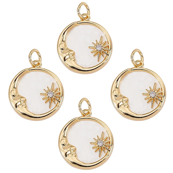 PandaHall 4Pcs Brass Micro Pave Clear Cubic Zirconia Pendants, with Shell & Jump Ring, Long-Lasting Plated, Flat Round with Moon & Sun, Real...
PandaHall 4Pcs Brass Micro Pave Clear Cubic Zirconia Pendants, with Shell & Jump Ring, Long-Lasting Plated, Flat Round with Moon & Sun, Real...