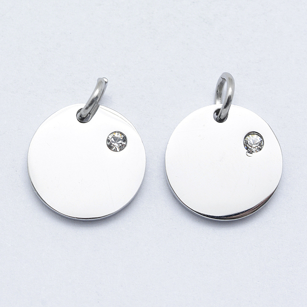 PandaHall 316 Surgical Stainless Steel Pendants, with Cubic Zirconia, Flat Round, Clear, Stainless Steel Color, 12x2mm, Hole: 3mm Stainless...
PandaHall 316 Surgical Stainless Steel Pendants, with Cubic Zirconia, Flat Round, Clear, Stainless Steel Color, 12x2mm, Hole: 3mm Stainless...