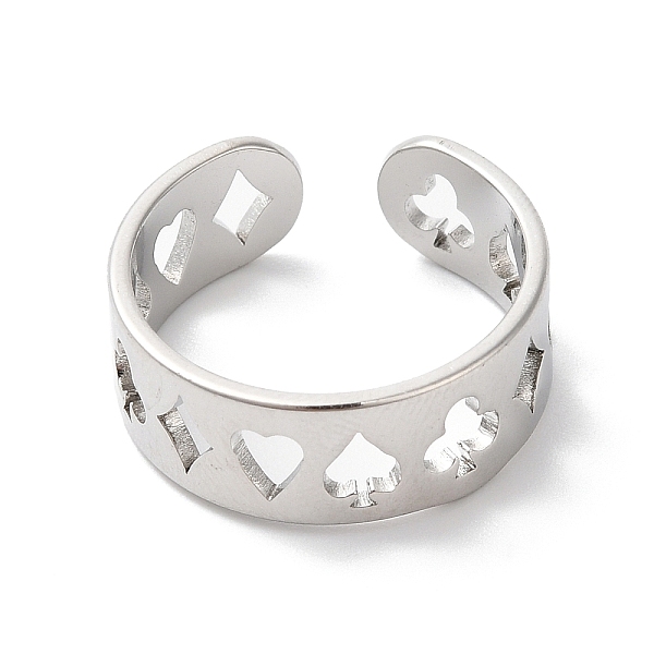 PandaHall Spade & Club & Heart & Diamond 304 Stainless Steel Open Cuff Ring for Women, Stainless Steel Color, US Size 6(16.5mm) 304...
PandaHall Spade & Club & Heart & Diamond 304 Stainless Steel Open Cuff Ring for Women, Stainless Steel Color, US Size 6(16.5mm) 304...