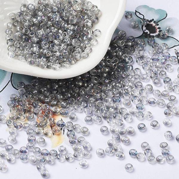 PandaHall Transparent Glass Seed Beads, Half Plated, Two Tone, Round, Light Grey, 8/0, 3x2mm, Hole: 1mm Glass
PandaHall Transparent Glass Seed Beads, Half Plated, Two Tone, Round, Light Grey, 8/0, 3x2mm, Hole: 1mm Glass
