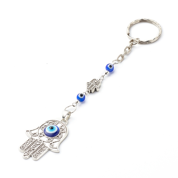 PandaHall Alloy Keychain, with Iron & 304 Stainless Steel Key Clasp Findings, and Enamel & Tibetan Style Alloy Beaads, Hamsa Hand with Evil...
PandaHall Alloy Keychain, with Iron & 304 Stainless Steel Key Clasp Findings, and Enamel & Tibetan Style Alloy Beaads, Hamsa Hand with Evil...