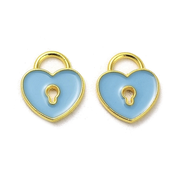 PandaHall Alloy Enamel Pendants, Golden, Heart Padlock Charm, Light Sky Blue, 12.5x11x1mm, Hole: 3x4mm Alloy+Enamel Heart
PandaHall Alloy Enamel Pendants, Golden, Heart Padlock Charm, Light Sky Blue, 12.5x11x1mm, Hole: 3x4mm Alloy+Enamel Heart