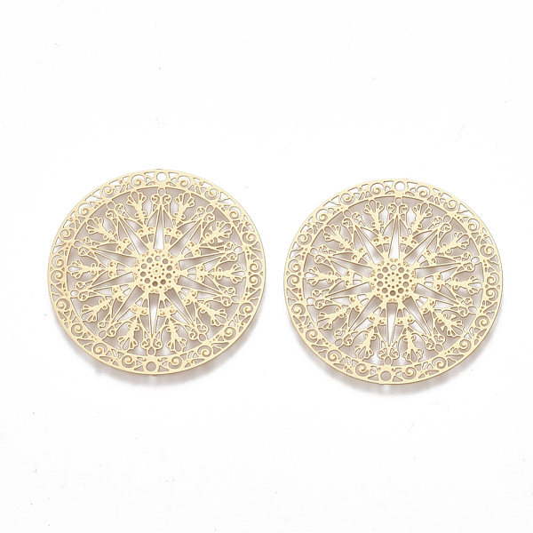 PandaHall Brass Filigree Joiners Links, Etched Metal Embellishments, Flat Round, Matte Gold Color, 30x0.3mm, Hole: 1.2mm Brass Flat Round
PandaHall Brass Filigree Joiners Links, Etched Metal Embellishments, Flat Round, Matte Gold Color, 30x0.3mm, Hole: 1.2mm Brass Flat Round