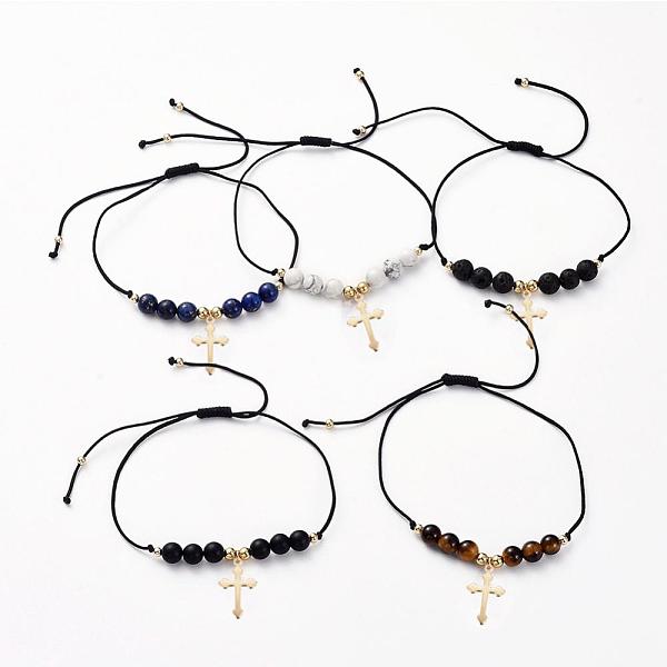 PandaHall Adjustable Braided Bead Bracelets, with Natural Gemstone Beads, Nylon Thread, Golden Plated 304 Stainless Steel Pendants and Brass..., Black
PandaHall Adjustable Braided Bead Bracelets, with Natural Gemstone Beads, Nylon Thread, Golden Plated 304 Stainless Steel Pendants and Brass..., Black