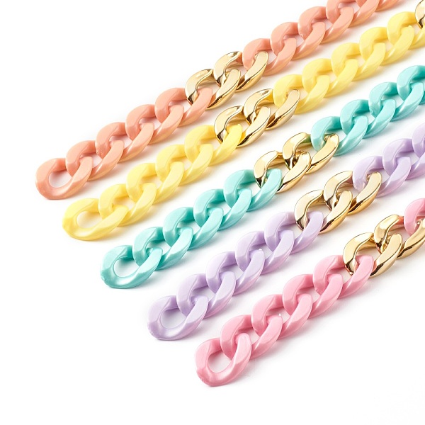 PandaHall Handmade Opaque Acrylic Curb Chains, Twisted Chains, with Golden CCB Plastic Linking Rings, Mixed Color, 100~101.5x15mm/strand..., Multicolor
PandaHall Handmade Opaque Acrylic Curb Chains, Twisted Chains, with Golden CCB Plastic Linking Rings, Mixed Color, 100~101.5x15mm/strand..., Multicolor