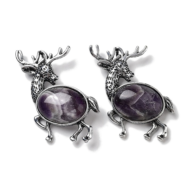 PandaHall Alloy Elk Brooches, with Natural Amethyst, Antique Silver, 49.5x49x14mm Amethyst Deer
PandaHall Alloy Elk Brooches, with Natural Amethyst, Antique Silver, 49.5x49x14mm Amethyst Deer