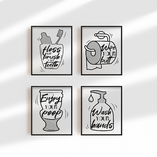 PandaHall Toilet Theme Chemical Fiber Oil Canvas Hanging Painting, Decoration Accessories, Rectangle, Black, Word, 20x25cm, 4pcs/set Cloth...
PandaHall Toilet Theme Chemical Fiber Oil Canvas Hanging Painting, Decoration Accessories, Rectangle, Black, Word, 20x25cm, 4pcs/set Cloth...