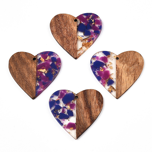PandaHall Transparent Resin & Walnut Wood Pendants, with Gold Foil, Heart Charms, Dark Orchid, 37x39x3mm, Hole: 2mm Resin+Wood Heart
PandaHall Transparent Resin & Walnut Wood Pendants, with Gold Foil, Heart Charms, Dark Orchid, 37x39x3mm, Hole: 2mm Resin+Wood Heart
