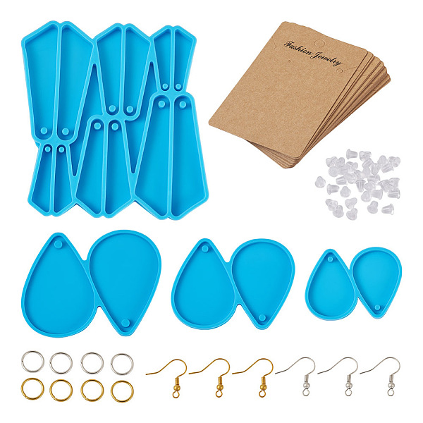 PandaHall Boutigem 4Pcs 4 Style Triangle & Teardrop Pendant Silicone Molds, with Brass Earring Hooks & Jump Rings, Cardboard Earring Display..., Blue
PandaHall Boutigem 4Pcs 4 Style Triangle & Teardrop Pendant Silicone Molds, with Brass Earring Hooks & Jump Rings, Cardboard Earring Display..., Blue