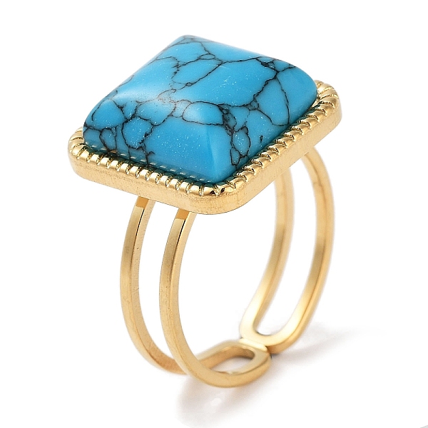 PandaHall Ion Plating(IP) 304 Stainless Steel Ring, Adjustable Synthetic Turquoise Rings, Square, 15x15mm, Inner Diameter: Adjustable...
PandaHall Ion Plating(IP) 304 Stainless Steel Ring, Adjustable Synthetic Turquoise Rings, Square, 15x15mm, Inner Diameter: Adjustable...