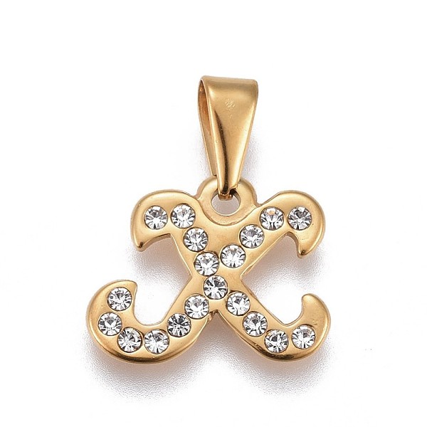 PandaHall 304 Stainless Steel Pendants, with Rhinestone, Letter, Letter.X, 14.5x18x2mm, Hole: 3~3.5x7.5~8mm Stainless Steel+Rhinestone..., Clear
PandaHall 304 Stainless Steel Pendants, with Rhinestone, Letter, Letter.X, 14.5x18x2mm, Hole: 3~3.5x7.5~8mm Stainless Steel+Rhinestone..., Clear