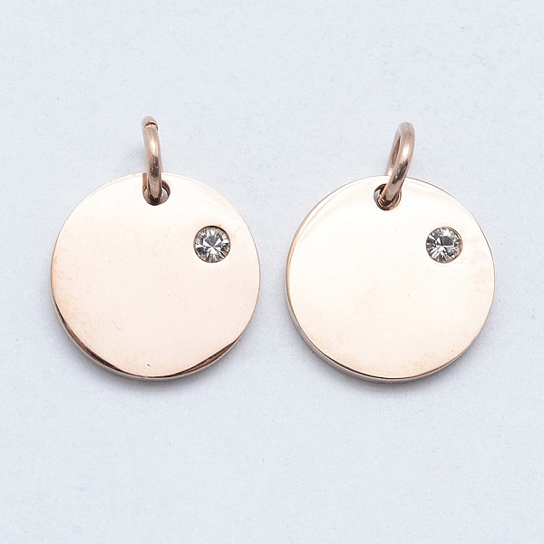 PandaHall 316 Surgical Stainless Steel Pendants, with Cubic Zirconia, Flat Round, Clear, Real Rose Gold Plated, 12x2mm, Hole: 3mm Stainless...
PandaHall 316 Surgical Stainless Steel Pendants, with Cubic Zirconia, Flat Round, Clear, Real Rose Gold Plated, 12x2mm, Hole: 3mm Stainless...
