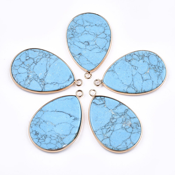PandaHall Synthetic Turquoise Pendants, with Brass Findings, teardrop, Golden, 39x25x3mm, Hole: 2mm Synthetic Turquoise Teardrop
PandaHall Synthetic Turquoise Pendants, with Brass Findings, teardrop, Golden, 39x25x3mm, Hole: 2mm Synthetic Turquoise Teardrop