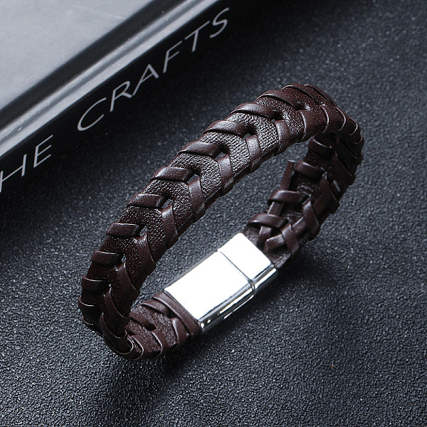 PandaHall Leather Woven Flat Cord Bracelets, with Magnetic Clasp, Coconut Brown, 8-7/8 inch(22.5cm) Leather
PandaHall Leather Woven Flat Cord Bracelets, with Magnetic Clasp, Coconut Brown, 8-7/8 inch(22.5cm) Leather