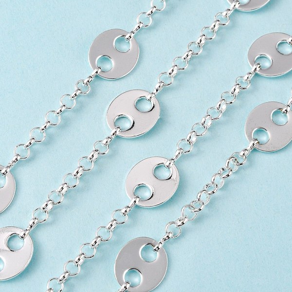 PandaHall Brass Rolo Chains & Coffee Bean Chain, with Spool, Long-lasting Plated, Unwelded, Silver, Link: 8x3x1.5mm, 16x13.5x1mm, Ring...
PandaHall Brass Rolo Chains & Coffee Bean Chain, with Spool, Long-lasting Plated, Unwelded, Silver, Link: 8x3x1.5mm, 16x13.5x1mm, Ring...