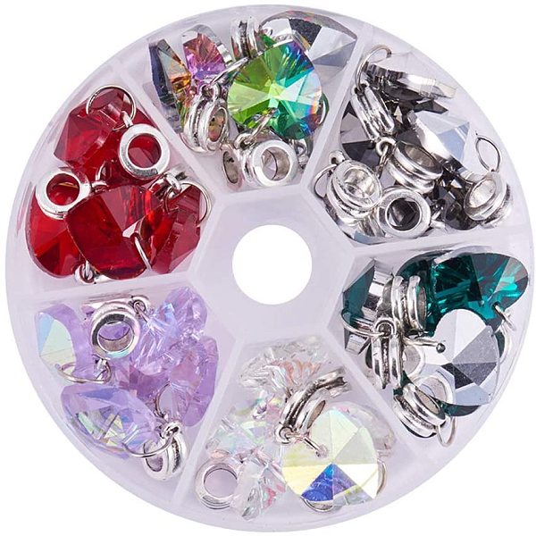 PandaHall Alloy European Dangle Charms, Large Hole Pendants, with Electroplated Glass Heart Pendants, Antique Silver, Mixed Color, 25mm..., Multicolor
PandaHall Alloy European Dangle Charms, Large Hole Pendants, with Electroplated Glass Heart Pendants, Antique Silver, Mixed Color, 25mm..., Multicolor