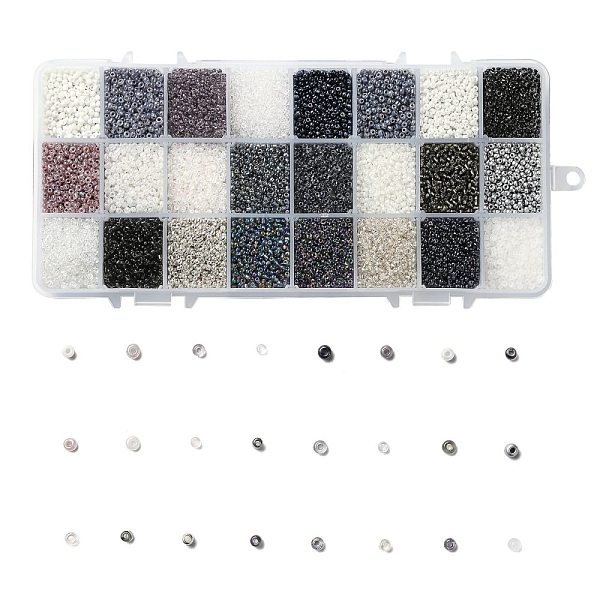 PandaHall 600G 24 Colors Glass Seed Beads, Round, Mixed Color, 12/0, 1.5~2.5x1.5~2mm, Hole: 0.5~1mm, 25g/color Glass Multicolor
PandaHall 600G 24 Colors Glass Seed Beads, Round, Mixed Color, 12/0, 1.5~2.5x1.5~2mm, Hole: 0.5~1mm, 25g/color Glass Multicolor