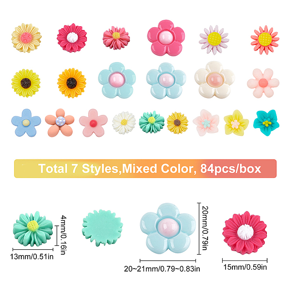 PandaHall SUNNYCLUE Resin Cabochons, Flower, Mixed Color, 84pcs/box Resin Flower Multicolor
PandaHall SUNNYCLUE Resin Cabochons, Flower, Mixed Color, 84pcs/box Resin Flower Multicolor