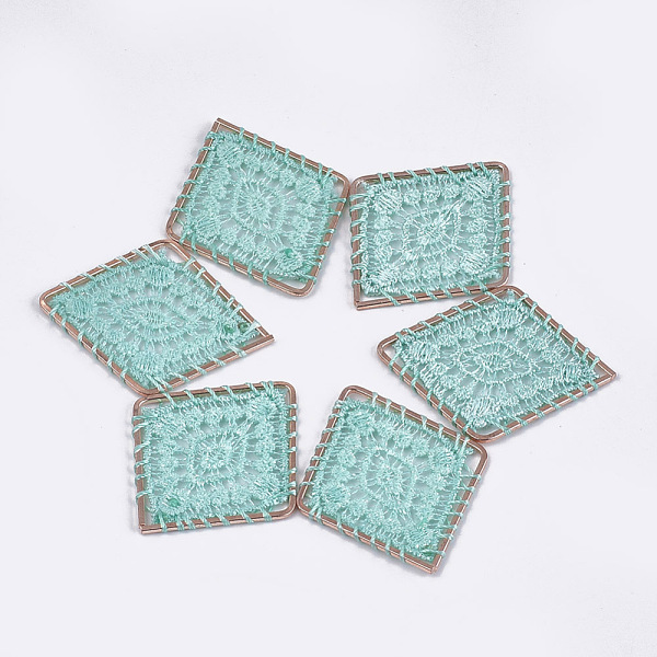 PandaHall Polyester Woven Pendant Decorations, with Iron Findings, Rhombus with Flower, Light Gold, Aquamarine, 45x37.5x2mm Polyester..., Green
PandaHall Polyester Woven Pendant Decorations, with Iron Findings, Rhombus with Flower, Light Gold, Aquamarine, 45x37.5x2mm Polyester..., Green