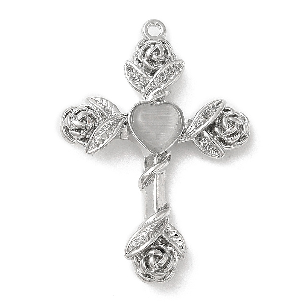 PandaHall Alloy with Glass Pendants, Cross with Rose Charms, Platinum, Silver, 35x25x5mm, Hole: 1.4mm Alloy+Glass Cross Silver
PandaHall Alloy with Glass Pendants, Cross with Rose Charms, Platinum, Silver, 35x25x5mm, Hole: 1.4mm Alloy+Glass Cross Silver