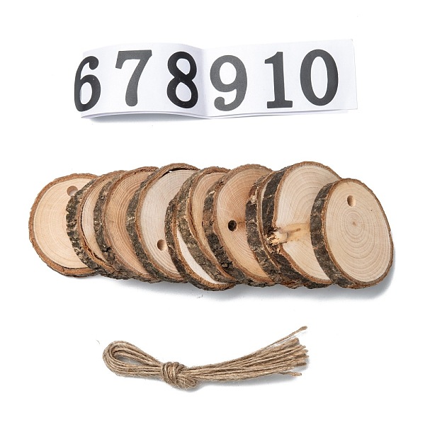 PandaHall Flat Round Wood Big Pendant Decorations, with Hemp Rope and Paper Number Stickers, BurlyWood, 56~66x50~63x7.5~10mm, Hole: 5.5mm..., Orange
PandaHall Flat Round Wood Big Pendant Decorations, with Hemp Rope and Paper Number Stickers, BurlyWood, 56~66x50~63x7.5~10mm, Hole: 5.5mm..., Orange