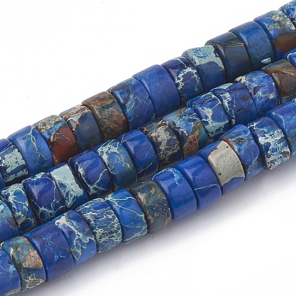 PandaHall Synthetic Imperial Jasper Beads Strands, Heishi Beads, Flat Round/Disc, Blue, 6~6.5x3~3.5mm, Hole: 1mm, about 113pcs/strand, 15.5...
PandaHall Synthetic Imperial Jasper Beads Strands, Heishi Beads, Flat Round/Disc, Blue, 6~6.5x3~3.5mm, Hole: 1mm, about 113pcs/strand, 15.5...