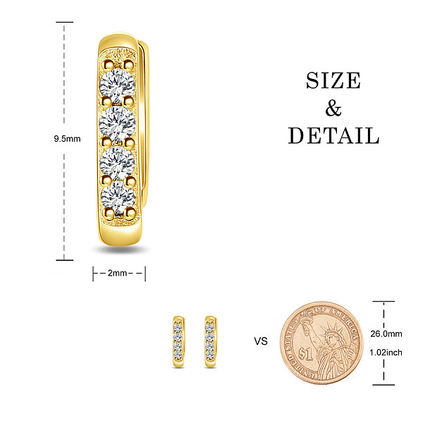 PandaHall SHEGRACE 925 Sterling Silver Huggie Hoop Earrings, Hypoallergenic Earrings, with Grade AAA Cubic Zirconia, Ring, Golden, 9.5x2mm..., Clear
PandaHall SHEGRACE 925 Sterling Silver Huggie Hoop Earrings, Hypoallergenic Earrings, with Grade AAA Cubic Zirconia, Ring, Golden, 9.5x2mm..., Clear