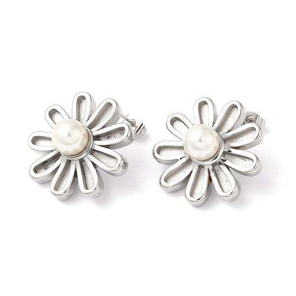 PandaHall Plastic Pearl Beaded Flower Stud Earrings, 304 Stainless Steel Jewelry, Stainless Steel Color, 25x25mm Plastic Flower
PandaHall Plastic Pearl Beaded Flower Stud Earrings, 304 Stainless Steel Jewelry, Stainless Steel Color, 25x25mm Plastic Flower
