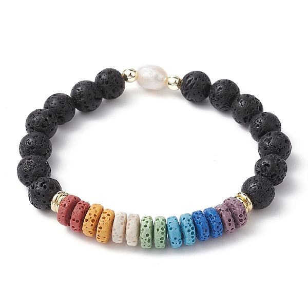 PandaHall Dyed Natural Lava Rock & Pearl Beaded Stretch Bracelet, Colorful, Inner Diameter: 2 inch(5.1cm) Lava Rock Oval
PandaHall Dyed Natural Lava Rock & Pearl Beaded Stretch Bracelet, Colorful, Inner Diameter: 2 inch(5.1cm) Lava Rock Oval