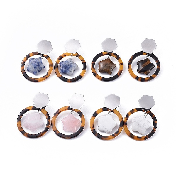 PandaHall Cellulose Acetate(Resin) Dangle Earrings, with Natural & Synthetic Gemstone and Brass Stud Earring Findings, Ring with Star...
PandaHall Cellulose Acetate(Resin) Dangle Earrings, with Natural & Synthetic Gemstone and Brass Stud Earring Findings, Ring with Star...