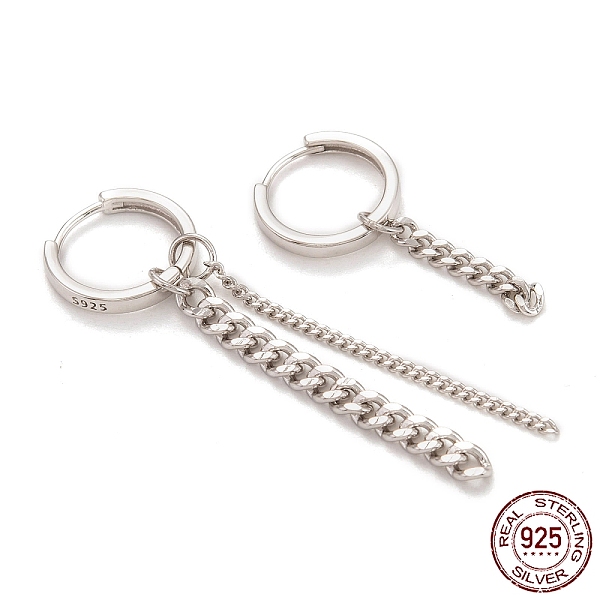 PandaHall Rhodium Plated 925 Sterling Silver Huggie Hoop Earrings, Asymmetrical Earrings, with Curb Chains, Platinum, 29~45mm, Pin: 0.7mm...
PandaHall Rhodium Plated 925 Sterling Silver Huggie Hoop Earrings, Asymmetrical Earrings, with Curb Chains, Platinum, 29~45mm, Pin: 0.7mm...