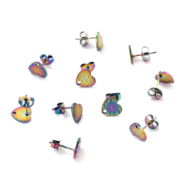 PandaHall Ion Plating(IP) 304 Stainless Steel Stud Earring Findings, with Ear Nuts, Textured Heart, Rainbow Color, 12x9mm, Hole: 1.4mm, Pin...
PandaHall Ion Plating(IP) 304 Stainless Steel Stud Earring Findings, with Ear Nuts, Textured Heart, Rainbow Color, 12x9mm, Hole: 1.4mm, Pin...