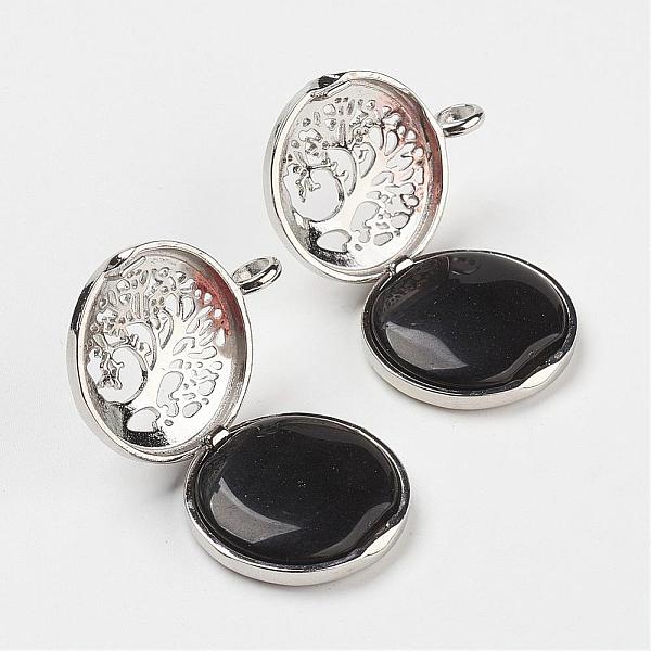 PandaHall Natural Obsidian Pendants, with Brass Diffuser Locket Findings, Flat Round with Tree, 31x25x8mm, Hole: 4mm Black Agate Flat Round
PandaHall Natural Obsidian Pendants, with Brass Diffuser Locket Findings, Flat Round with Tree, 31x25x8mm, Hole: 4mm Black Agate Flat Round