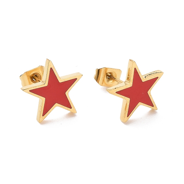 PandaHall Enamel Pentagon Stud Earrings, Golden 304 Stainless Steel Jewelry for Women, Golden, 11x11.5x2mm, Pin: 0.6mm 304 Stainless Steel..., Red
PandaHall Enamel Pentagon Stud Earrings, Golden 304 Stainless Steel Jewelry for Women, Golden, 11x11.5x2mm, Pin: 0.6mm 304 Stainless Steel..., Red