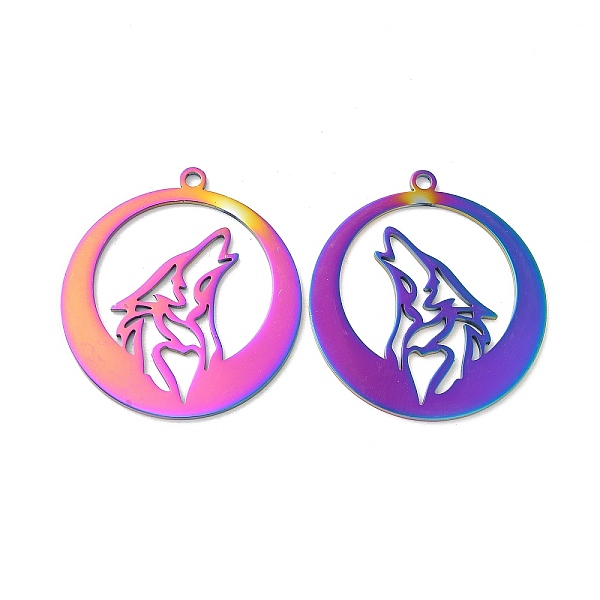 PandaHall Ion Plating(IP) 304 Stainless Steel Pendants, Flat Round with Wolf Charm, Rainbow Color, 37x34x1.5mm, Hole: 2mm 304 Stainless...
PandaHall Ion Plating(IP) 304 Stainless Steel Pendants, Flat Round with Wolf Charm, Rainbow Color, 37x34x1.5mm, Hole: 2mm 304 Stainless...