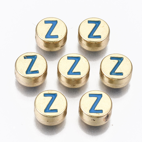 PandaHall Alloy Enamel Beads, Cadmium Free & Lead Free, Flat Round with Initial Letters, Light Gold, Dodger Blue, Letter.Z, 8x4mm, Hole...
PandaHall Alloy Enamel Beads, Cadmium Free & Lead Free, Flat Round with Initial Letters, Light Gold, Dodger Blue, Letter.Z, 8x4mm, Hole...