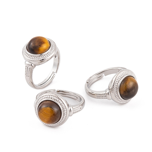 PandaHall Natural Tiger Eye Round Adjustable Rings, Platinum Plated Brass Finger Rings for Women Men, Inner Diameter: 18mm Tiger Eye Round
PandaHall Natural Tiger Eye Round Adjustable Rings, Platinum Plated Brass Finger Rings for Women Men, Inner Diameter: 18mm Tiger Eye Round