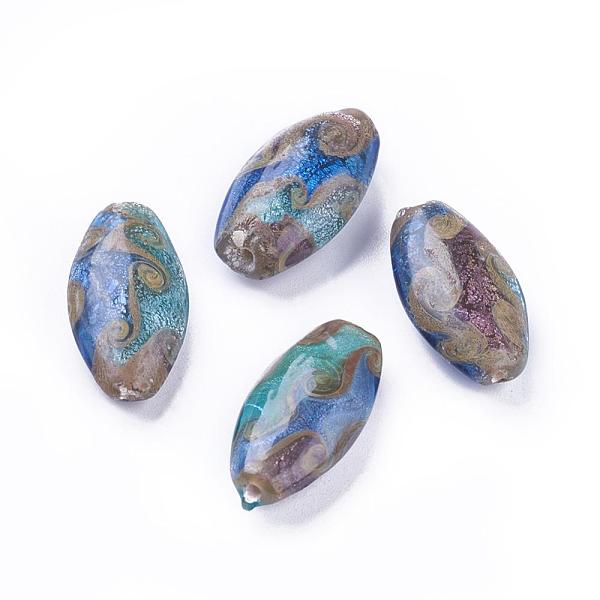 PandaHall Handmade Foil Glass Lampwork Beads, Oval, Medium Blue, 26~30x14~17x7.5~12mm, Hole: 1.6mm Foil Glass Oval Blue
PandaHall Handmade Foil Glass Lampwork Beads, Oval, Medium Blue, 26~30x14~17x7.5~12mm, Hole: 1.6mm Foil Glass Oval Blue