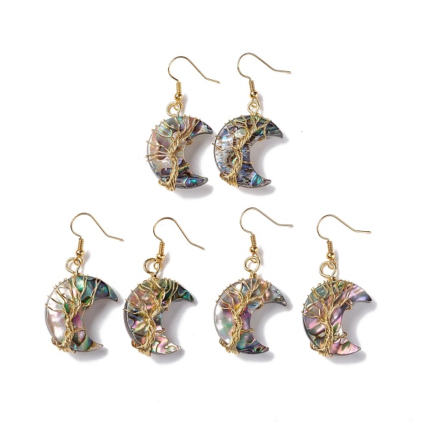 PandaHall Natural Paua Shell Crescent Moon Dangle Earrings, Brass Wire Wrap Jewelry for Women, Cadmium Free & Lead Free, Golden, 48~50mm...
PandaHall Natural Paua Shell Crescent Moon Dangle Earrings, Brass Wire Wrap Jewelry for Women, Cadmium Free & Lead Free, Golden, 48~50mm...