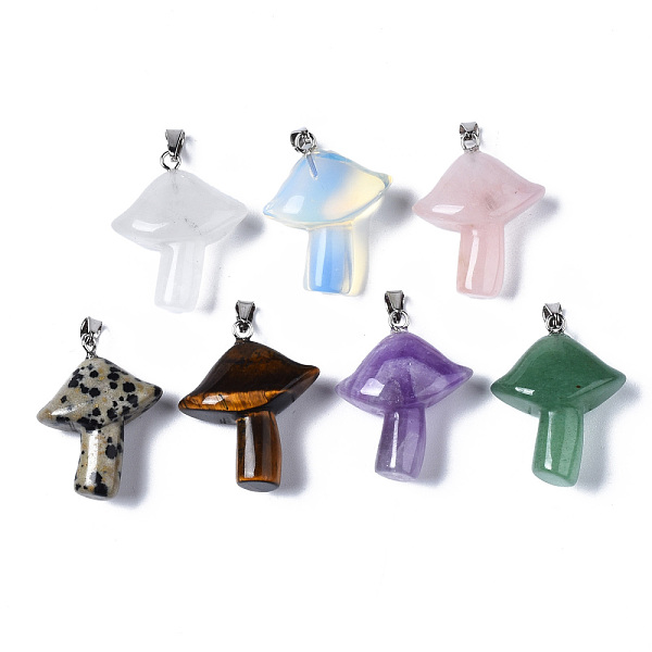 PandaHall Natural Mixed Gemstone Pendants, with Stainless Steel Snap On Bails, Mushroom, Stainless Steel Color, 27.5~28.5x23~25x9.5~10.5mm...
PandaHall Natural Mixed Gemstone Pendants, with Stainless Steel Snap On Bails, Mushroom, Stainless Steel Color, 27.5~28.5x23~25x9.5~10.5mm...
