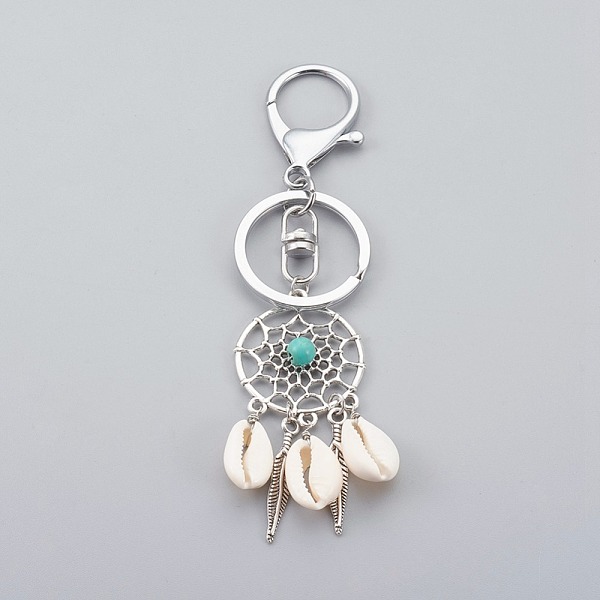 PandaHall Cowrie Shell Keychain, with Tibetan Style Alloy Findings, Synthetic Turquoise Beads, Alloy Key Clasps, Seashell Color, Antique...
PandaHall Cowrie Shell Keychain, with Tibetan Style Alloy Findings, Synthetic Turquoise Beads, Alloy Key Clasps, Seashell Color, Antique...
