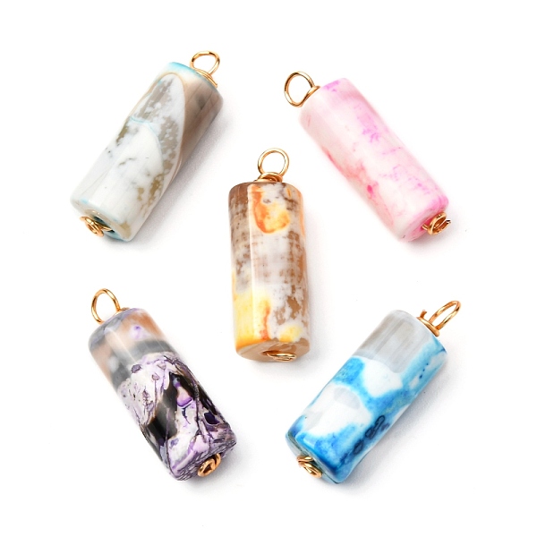 PandaHall Natural Fire Crackle Agate Pendants, with Real 18K Gold Plated Eco-Friendly Copper Wire, Dyed, Column, 26x8~8.5mm, Hole: 3mm Fire..., Multicolor
PandaHall Natural Fire Crackle Agate Pendants, with Real 18K Gold Plated Eco-Friendly Copper Wire, Dyed, Column, 26x8~8.5mm, Hole: 3mm Fire..., Multicolor