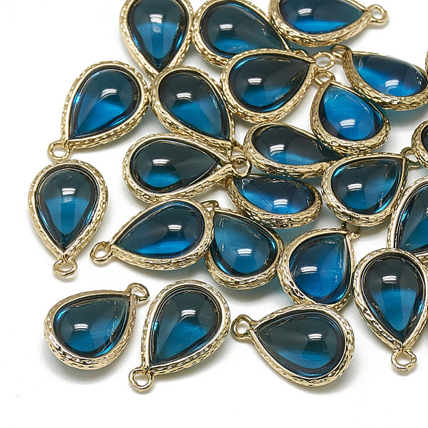 PandaHall Glass Pendants, with Golden Tone Brass Findings, teardrop, Dodger Blue, 18.5x12.5x7mm, Hole: 1.5mm Brass+Glass Teardrop
PandaHall Glass Pendants, with Golden Tone Brass Findings, teardrop, Dodger Blue, 18.5x12.5x7mm, Hole: 1.5mm Brass+Glass Teardrop