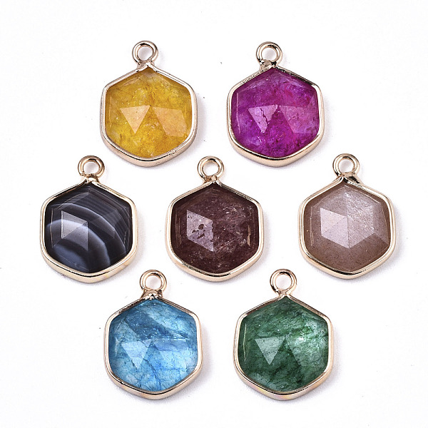 PandaHall Natural Mixed Gemstone/Glass Charms, with Light Gold Plated Brass Edge and Loop, Hexagon, Faceted, Mixed Color, 15x11x4.5mm, Hole..., Multicolor
PandaHall Natural Mixed Gemstone/Glass Charms, with Light Gold Plated Brass Edge and Loop, Hexagon, Faceted, Mixed Color, 15x11x4.5mm, Hole..., Multicolor