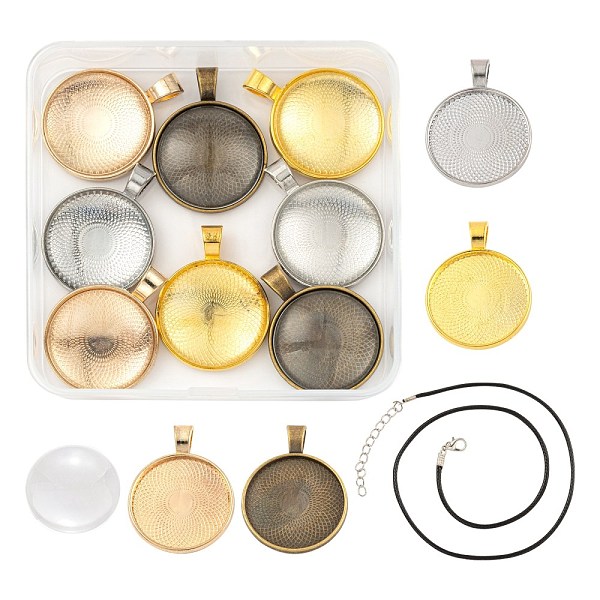 PandaHall DIY Necklace Making Kits, Including 8Pcs 4 Colors Flat Round Alloy Pendant Cabochon Settings, 10Pcs Glass Cabochons and 8pcs Waxed..., Multicolor
PandaHall DIY Necklace Making Kits, Including 8Pcs 4 Colors Flat Round Alloy Pendant Cabochon Settings, 10Pcs Glass Cabochons and 8pcs Waxed..., Multicolor