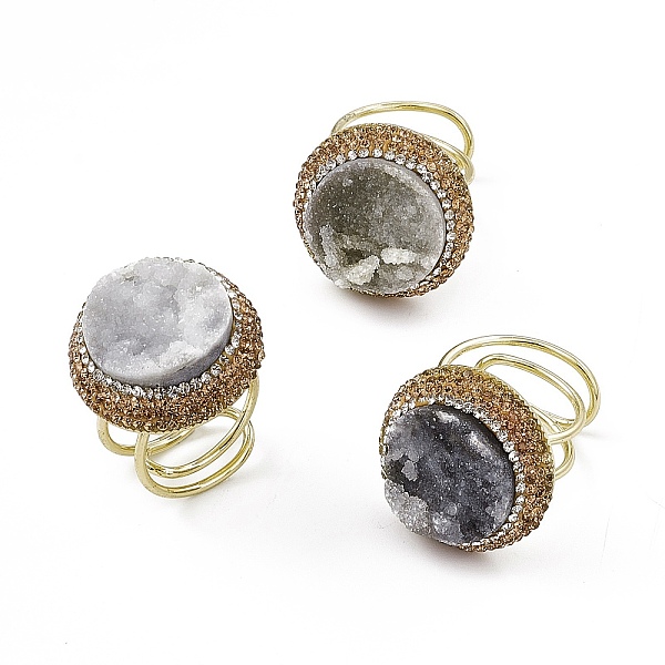 PandaHall Natural Druzy Agate Cuff Ring with Rhinestone, Rack Plating Brass Wide Ring for Women, Cadmium Free & Lead Free, Golden, 8~12mm...
PandaHall Natural Druzy Agate Cuff Ring with Rhinestone, Rack Plating Brass Wide Ring for Women, Cadmium Free & Lead Free, Golden, 8~12mm...