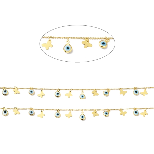 PandaHall Handmade Brass Curb Chains, with Butterfly & Glass Evil Eye Charm, Long-Lasting Plated, Soldered, with Spool, Golden, Cyan, Link...
PandaHall Handmade Brass Curb Chains, with Butterfly & Glass Evil Eye Charm, Long-Lasting Plated, Soldered, with Spool, Golden, Cyan, Link...