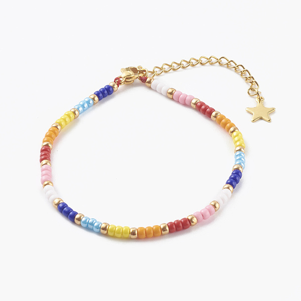 PandaHall Glass Seed Beaded Bracelets, with 304 Stainless Steel Lobster Claw Clasps, Golden, Colorful, 7-1/8 inch(18cm) Glass
PandaHall Glass Seed Beaded Bracelets, with 304 Stainless Steel Lobster Claw Clasps, Golden, Colorful, 7-1/8 inch(18cm) Glass