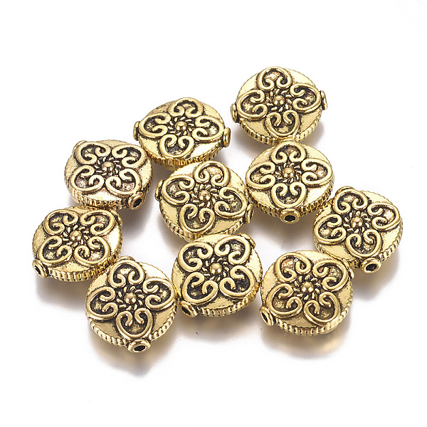 PandaHall Tibetan Style Alloy Beads, Flat Round with Flower, Antique Golden, 14x13x4.5mm, Hole: 1.5mm Alloy Flat Round
PandaHall Tibetan Style Alloy Beads, Flat Round with Flower, Antique Golden, 14x13x4.5mm, Hole: 1.5mm Alloy Flat Round