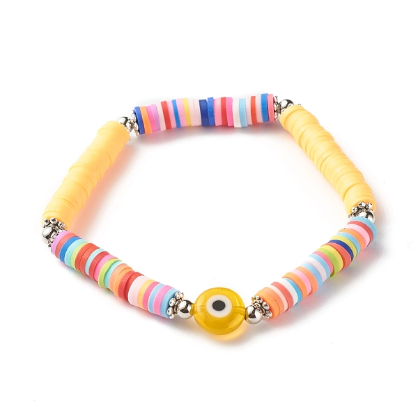 PandaHall Handmade Polymer Clay Heishi Beads Stretch Bracelet, Flat Round with Evil Eye Lampwork Beads Lucky Bracelet for Women, Champagne...
PandaHall Handmade Polymer Clay Heishi Beads Stretch Bracelet, Flat Round with Evil Eye Lampwork Beads Lucky Bracelet for Women, Champagne...